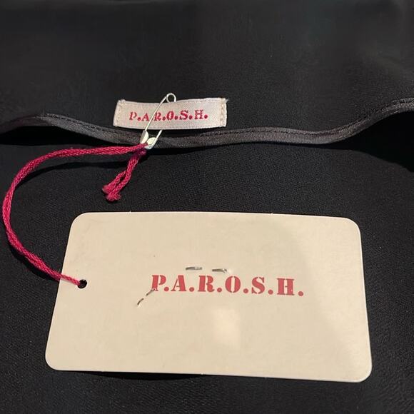 P.A.R.O.S.H. Sleeveless Faux Wrap Ruffle Dress Black Size S - Picture 9 of 13